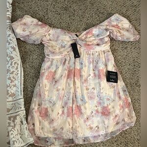 Lulus mini floral pink dress